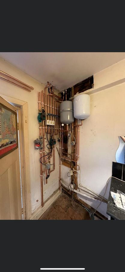 Copper pipework and cylinder installation